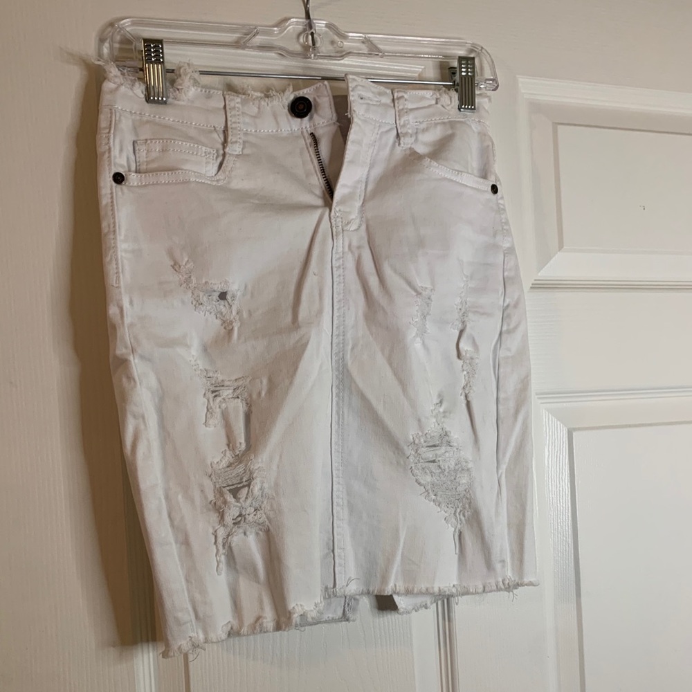 White jean skirt